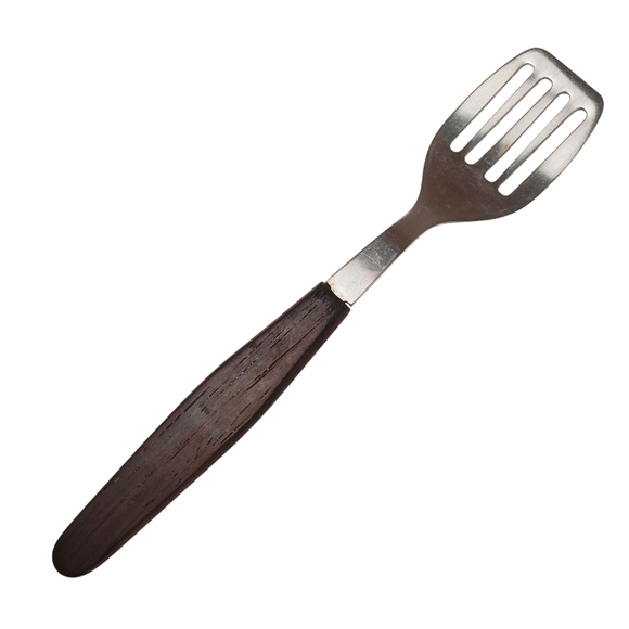 MCM Mini Stainless Steel Slotted Spatula with Wooden Handle. Made In Denmark. - Picture 2 of 6